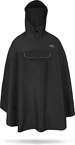 normani Premium Wasserdichter Regenponcho Poncho mit Kapuze und seitlichen Einschubtaschen - KleinesPackmaß - Fahrradponcho Regenmantel Unisex (S-3XL) Farbe Schwarz Größe S/M von normani