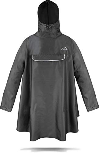 normani Regenponcho mit Ärmeln und Brusttasche für Damen und Herren (S-3XL) -YKK Brusttasche und 3M™ Scotchlite™ Reflektor Farbe Dunkelgrau Größe XXL/3XL von normani