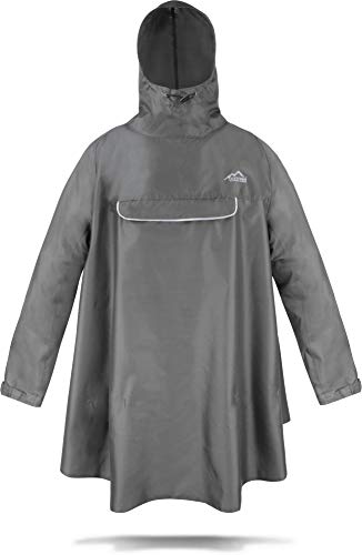 normani Regenponcho mit Ärmeln und Brusttasche für Damen und Herren (S-3XL) -YKK Brusttasche und 3M™ Scotchlite™ Reflektor Farbe Grau Größe S/M von normani