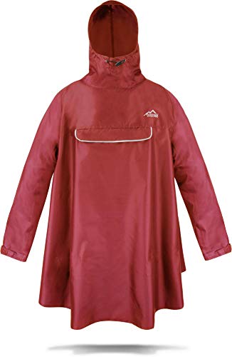 normani Regenponcho mit Ärmeln und Brusttasche für Damen und Herren (S-3XL) -YKK Brusttasche und 3M™ Scotchlite™ Reflektor Farbe Rot Größe XXL/3XL von normani
