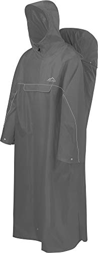 normani Regenponcho mit Rucksackfunktion - Wassersäule: 12.000 mm - Outdoorponcho - Extra Langer Wanderponcho Regencape Reiseponcho mit Ärmeln für Damen und Herren Farbe Grau Größe L-XL von normani