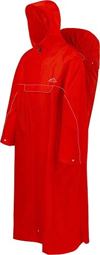 normani Regenponcho mit Rucksackfunktion - Wassersäule: 12.000 mm - Outdoorponcho - Extra Langer Wanderponcho Regencape Reiseponcho mit Ärmeln für Damen und Herren Farbe Mittelrot Größe XXL-3XL von normani