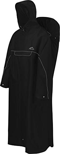 normani Regenponcho mit Rucksackfunktion - Wassersäule: 12.000 mm - Outdoorponcho - Extra Langer Wanderponcho Regencape Reiseponcho mit Ärmeln für Damen und Herren Farbe Schwarz Größe L-XL von normani