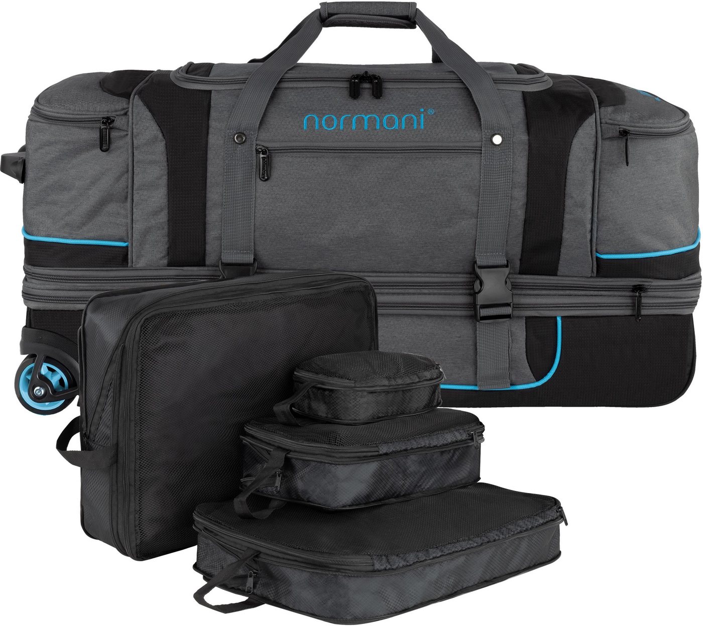 normani Reisetasche Reisetrolley 120-150 L mit Kleidertaschen, XXL Reisetrolley erweiterbar von 120 auf 150 Liter normani Reisetasche Reisetrolley 120-150 L mit Kleidertaschen, XXL Reisetrolley erweiterbar von 120 auf 150 Liter von normani