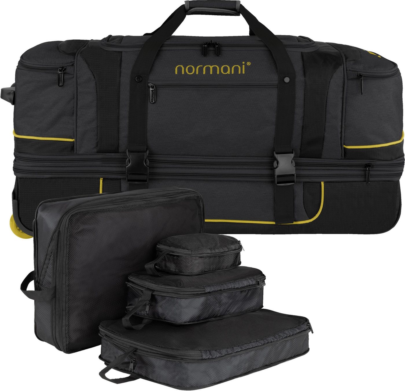 normani Reisetasche Reisetrolley 120-150 L mit Kleidertaschen, XXL Reisetrolley erweiterbar von 120 auf 150 Liter von normani