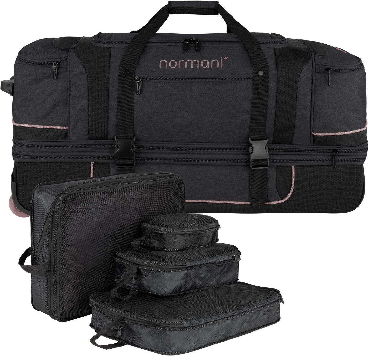 normani Reisetasche Reisetrolley 120-150 L mit Kleidertaschen, XXL Reisetrolley erweiterbar von 120 auf 150 Liter von normani