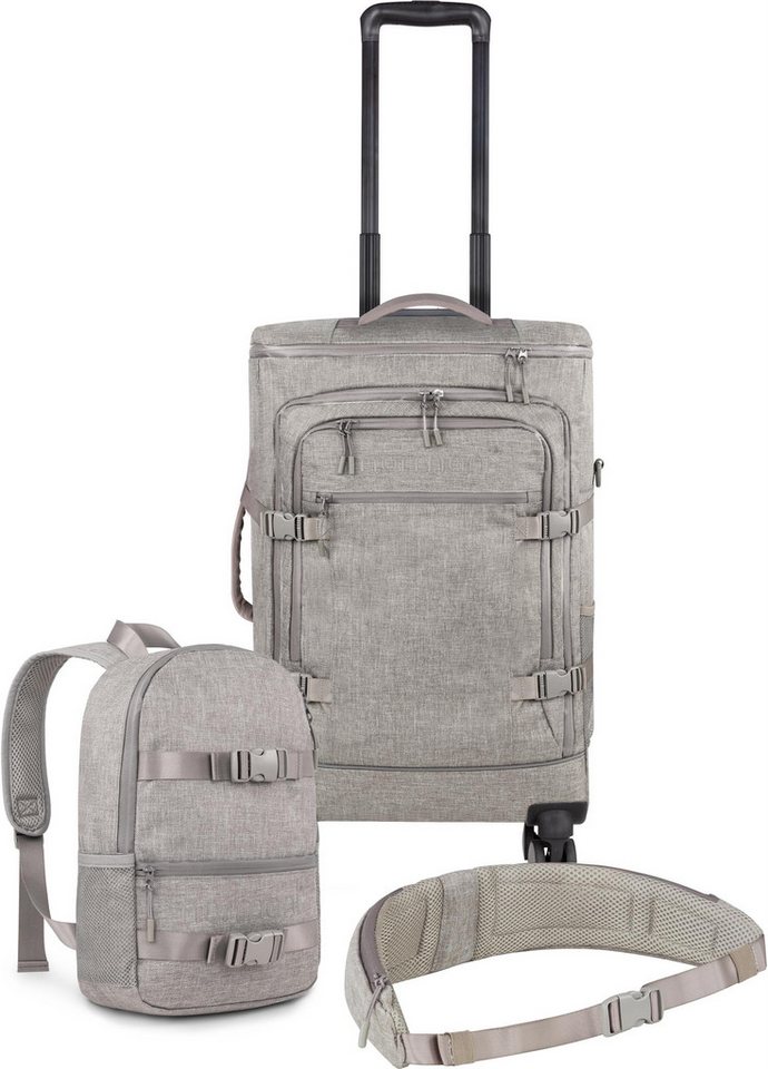 normani Reisetasche Reisetrolley mit kleinem 5L Rucksack und Hüftgurt, Handgepäck Trolley Set mit Backpack und Rucksackgurt von normani