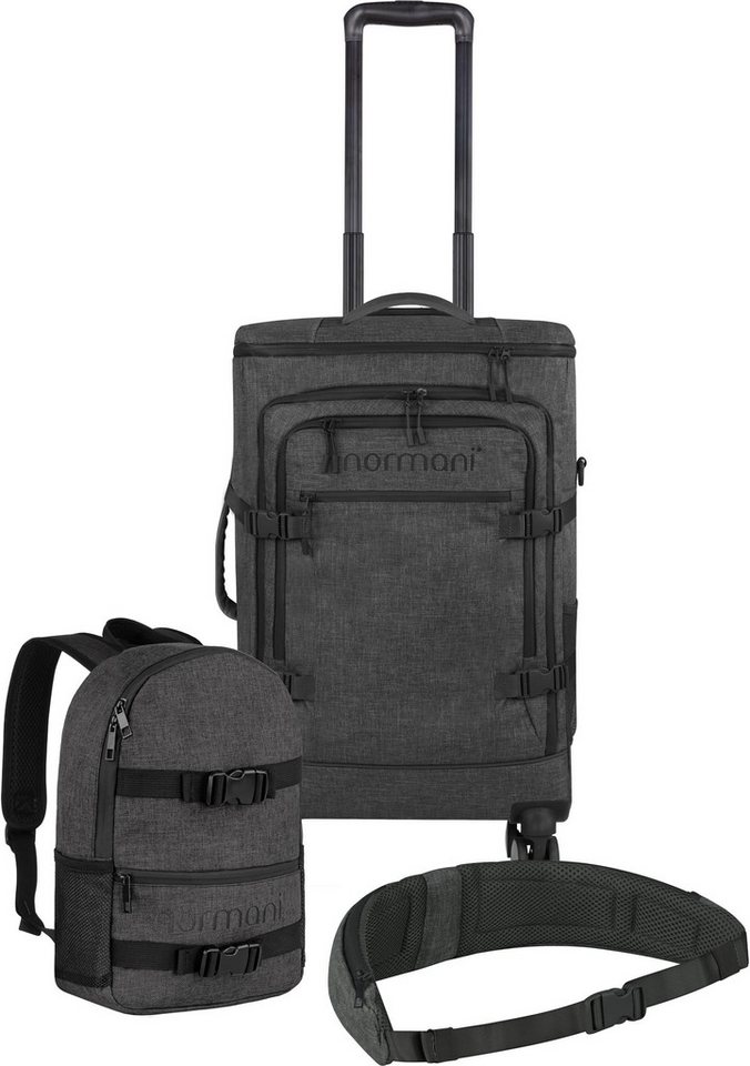normani Reisetasche Reisetrolley mit kleinem 5L Rucksack und Hüftgurt, Handgepäck Trolley Set mit Backpack und Rucksackgurt von normani