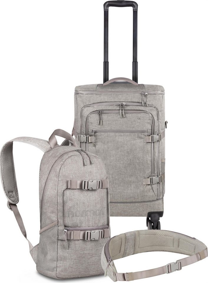 normani Reisetasche Reisetrolley mit kleinem 8L Rucksack und Hüftgurt, Handgepäck Trolley Set mit Backpack und Rucksackgurt von normani