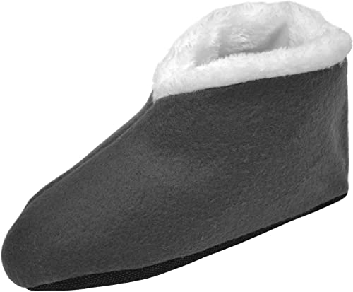 Sehr warme Norweger Hausschuhe mit Fell und ABS-Sohle für Kinder & Erwachsene Farbe Fleece/Anthrazit Größe 35/38 von normani