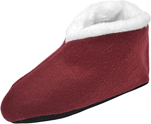 Sehr warme Norweger Hausschuhe mit Fell und ABS-Sohle für Kinder & Erwachsene Farbe Fleece/Burgund Größe 39/42 von normani