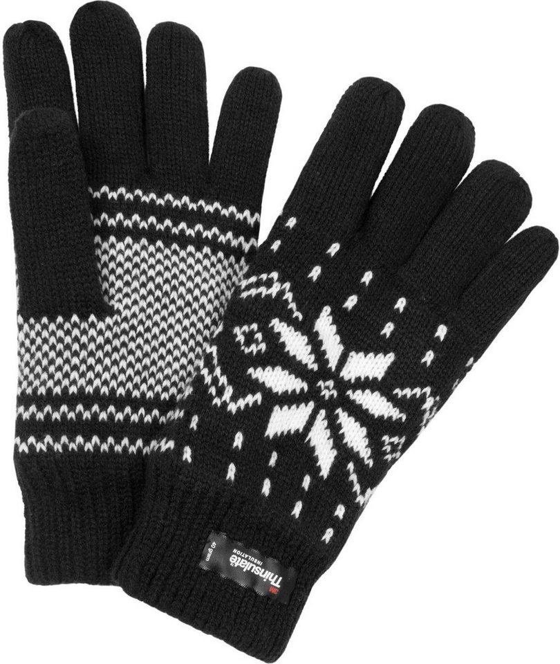 normani Skihandschuhe Strick-Fingerhandschuhe mit Motiv Norweger Unisex Winterhandschuhe mit Thinsulatefütterung für Damen und Herren von normani