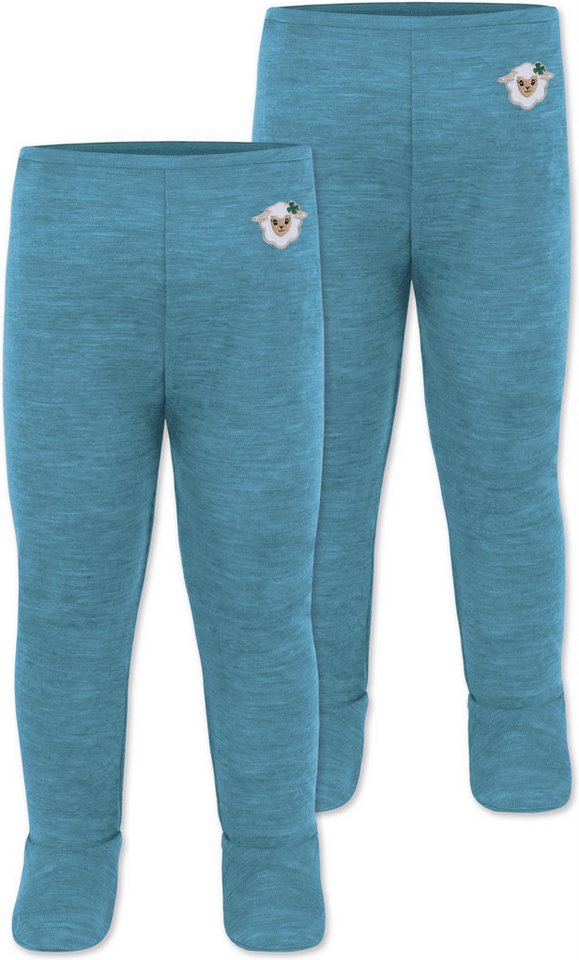 normani Slip 2er Pack Baby Merino Hose mit Füßen Winter Merinohose Lange Woll Unterhose Leggings mit Fuß von normani