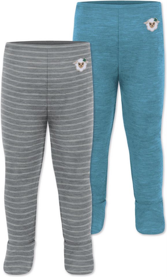 normani Slip 2er Pack Baby Merino Unterhose mit Füßen Babyhose Wollhose Merinohose Thermoleggings mit Fuß aus Merinowolle von normani