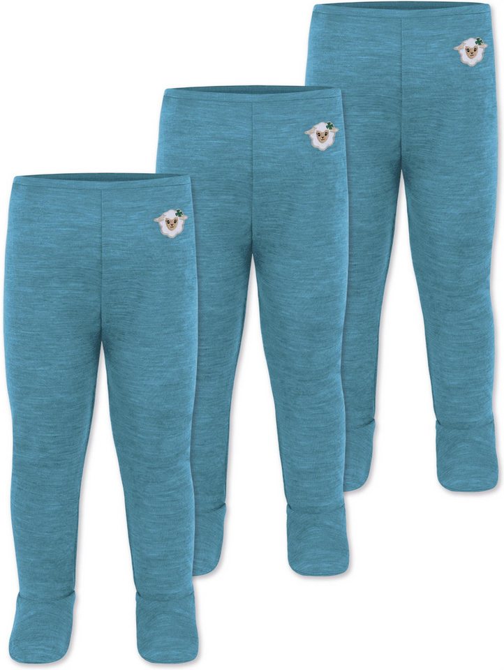 normani Slip 3er Pack Baby Merino Hose mit Füßen Baby Merinohose mit Fuß Thermoleggings Lange Thermounterhose Babyhose von normani