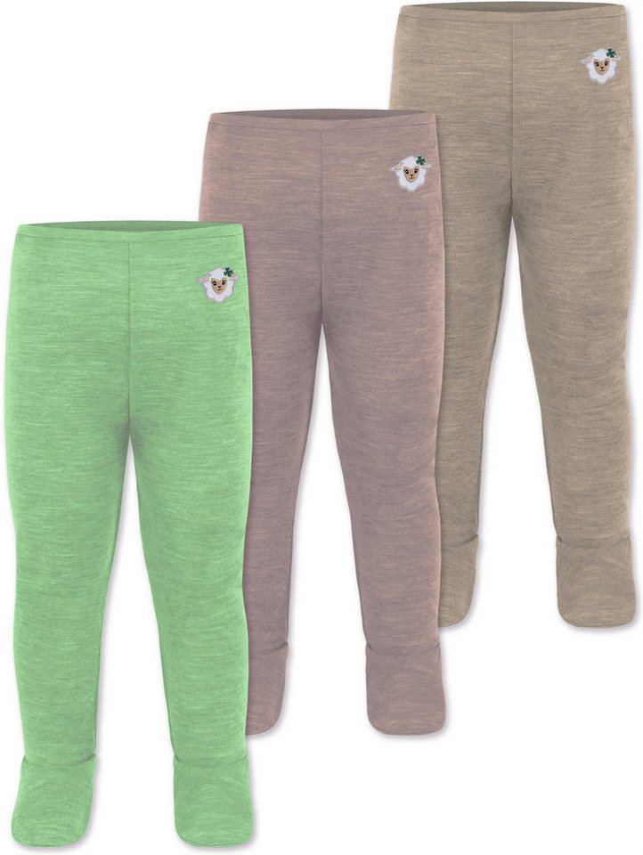 normani Slip 3er Pack Baby Merino Unterhose mit Füßen Babyhose Winter Wollhose Leggings Thermohose mit Fuß von normani