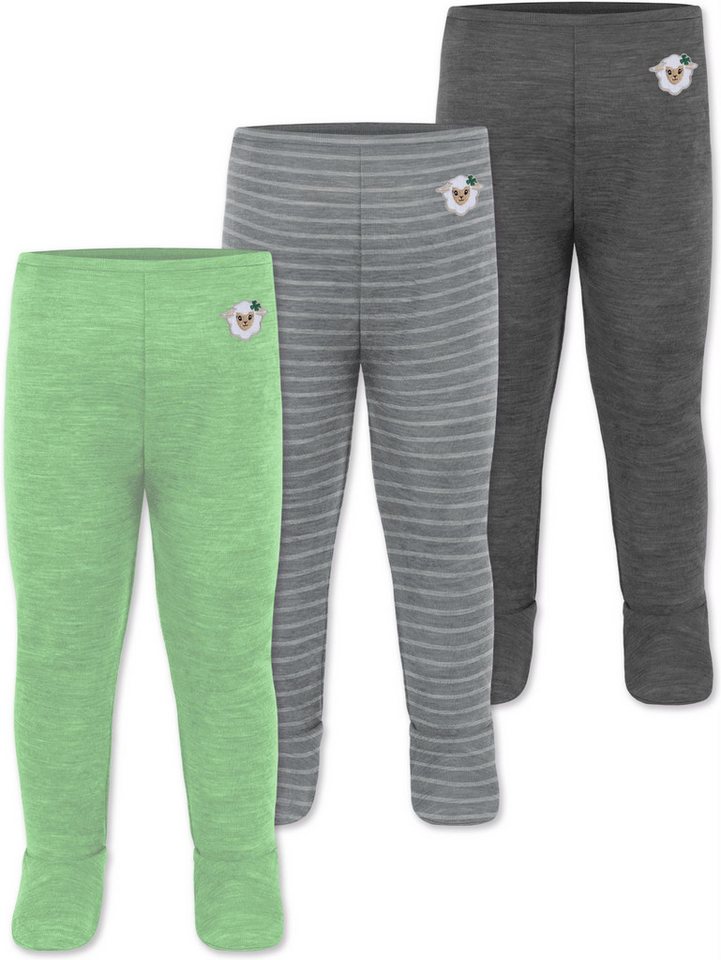 normani Slip 3er Pack Baby Merino Unterhose mit Füßen Babyhose Winter Wollhose Leggings Thermohose mit Fuß von normani