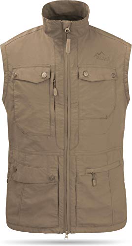normani Sommer Outdoor Weste mit Sonnenschutz 50+ mit 9 Taschen und Netzinnenfutter Farbe Beige Größe 8XL von normani