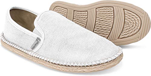 normani Sommer Schuhe - Klassische Espadrillas - Flache Stoffschuhe - Freizeitschuhe für Damen und Herren [Gr. 36-46] Farbe Weiß Style 1 Größe 36 von normani