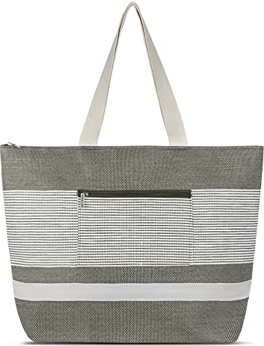 normani Sommertasche Damen Tasche Schultertasche 20 Liter Volumen - Strandtasche mit Außentasche mit Reißverschluss Farbe Grau von normani