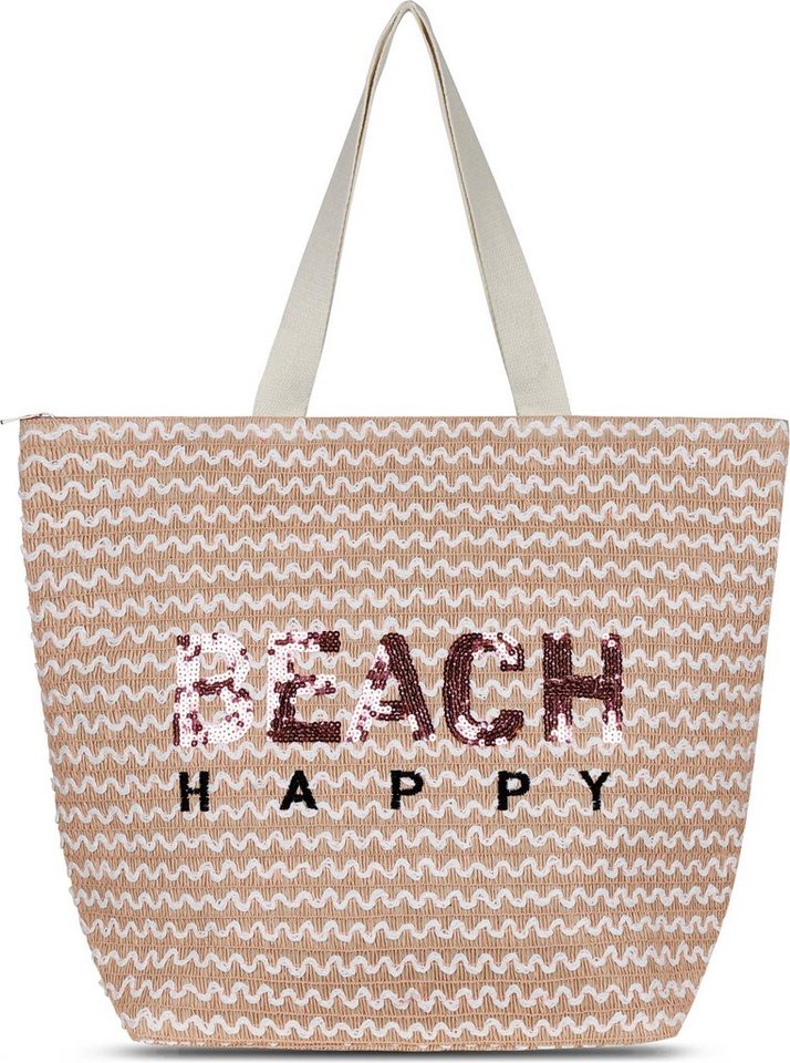 normani Strandtasche Große Strandtasche Meeru, XXL Schultertasche mit Reißverschluss und wasserdichten Innetasche von normani