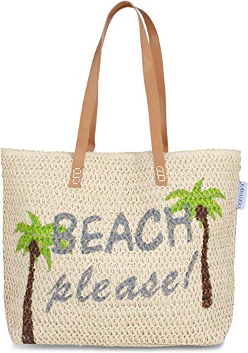 normani Strandtasche Schultertasche Handtasche Umhängetasche mit Sommer Design und großem Volumen Farbe Beach Please von normani