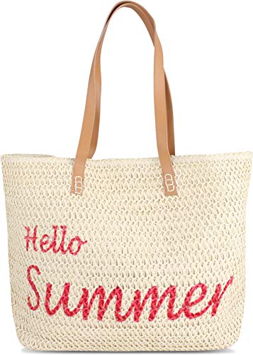 normani Strandtasche Schultertasche Handtasche Umhängetasche mit Sommer Design und großem Volumen Farbe Hello Summer von normani