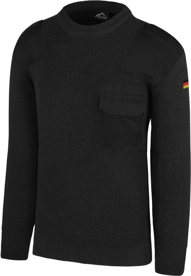 normani Strickpullover Herren BW-Pullover mit Schurwolle Barntrup Bundeswehr Pullover mit Brusttasche nach TL - BW Winterpullover Strickpullover aus Schurwolle mit Deutschlandfahne von normani