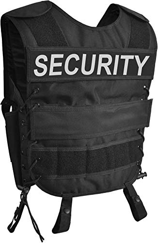 normani Taktische SWAT Weste mit Pistolenholster und abnehmbarem Schriftzug auf dem Rücken Farbe SECURITY Größe 3XL-4XL von normani