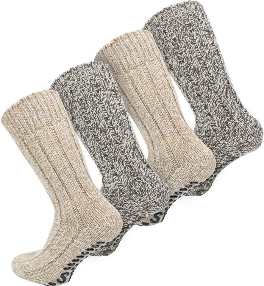 normani Thermosocken 4 Paar Norweger-ABS-Socken mit Schafwolle (4 Paar) hoher Schafwollanteil von normani