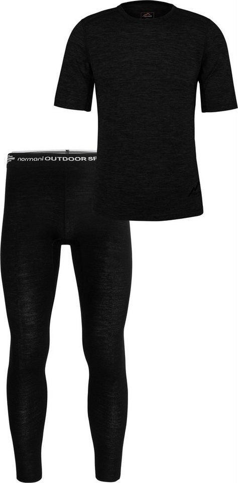 normani Thermounterhemd Herren Merino-Set T-Shirt und Unterhose Thermounterwäsche Skiunterwäsche Funktionsunterwäsche 100% Merinowolle von normani