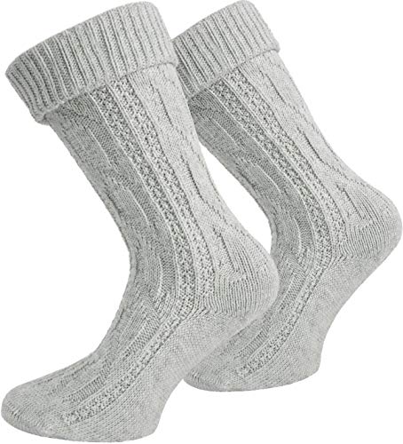 normani Trachten-Umschlagsocken im Landhaus-Stil - mit aufwändiger Applikation Farbe Silbermelange Größe 35/38 von normani