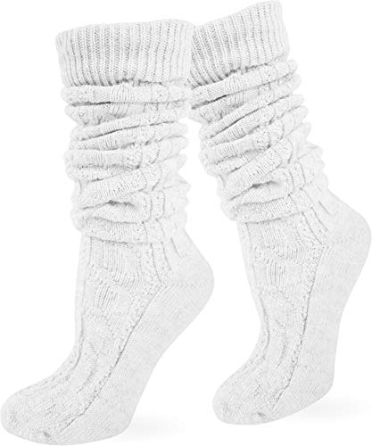 Trachten-Umschlagsocken im Landhaus-Stil - mit aufwändiger Applikation in verschiedenen Designs für Damen und Herren Farbe Weiß extra lang Größe 35/38 von normani