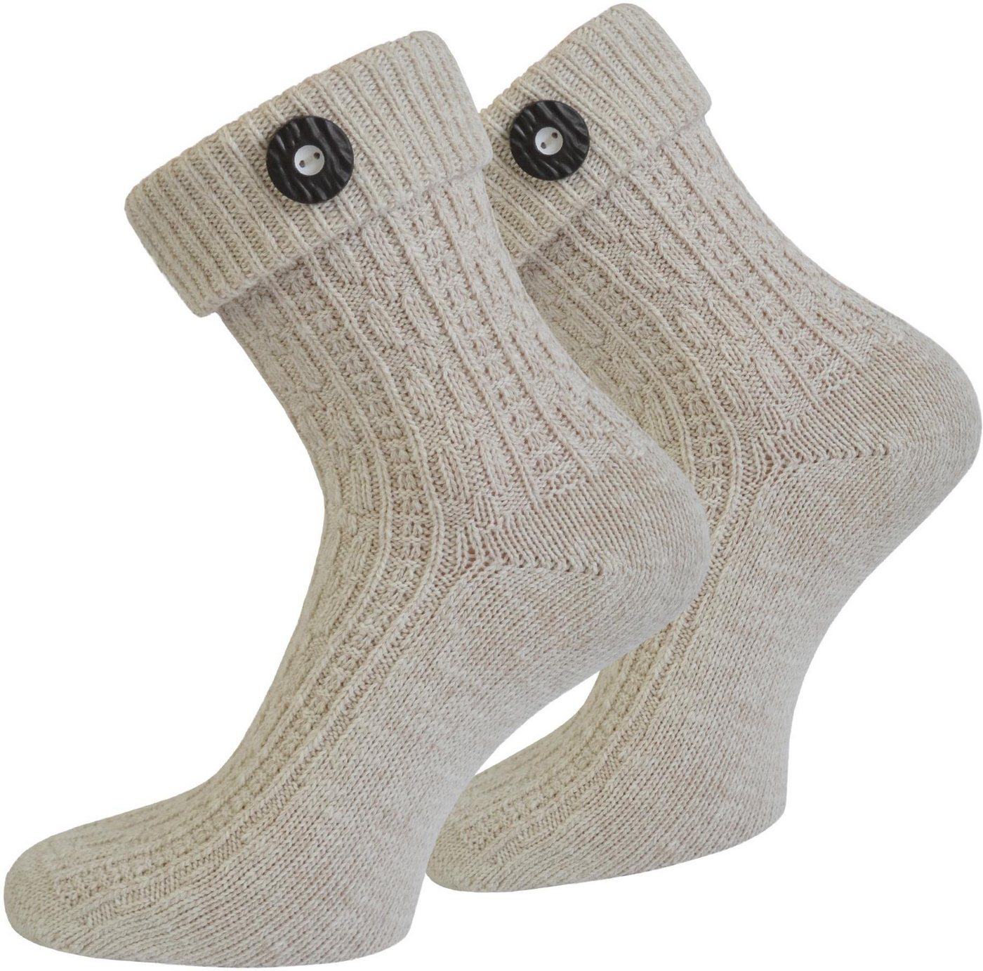 normani Trachtensocken Trachtensocken mit Knopf (1 Paar) Traditionelles Zopfmuster von normani