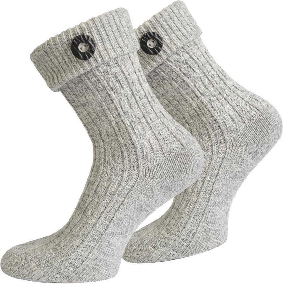 normani Trachtensocken Trachtensocken mit Knopf (1 Paar) Traditionelles Zopfmuster von normani