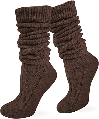normani Trachtensocken Umschlag-Söckchen im Landhaus-Stil Farbe Braun extra lang Größe 35/38 von normani