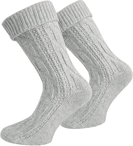 normani Trachtensocken Umschlag-Söckchen im Landhaus-Stil Farbe Silbermelange Größe 47/50 von normani