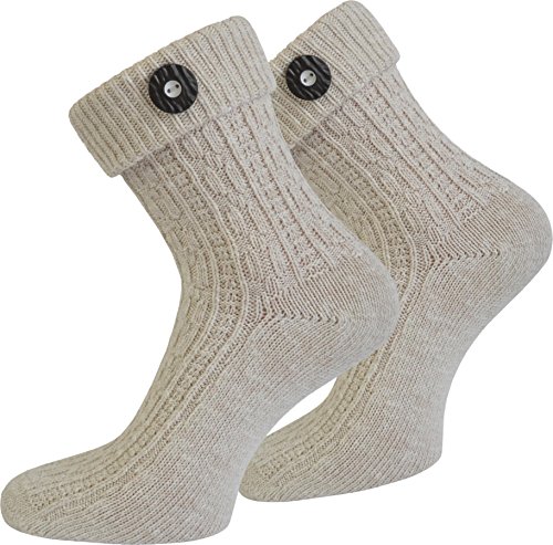 normani Trachtensocken Umschlagsocken mit Knopfapplikation - perfekt zu Dirndl oder Lederhose Farbe Naturmelange Größe 43/46 von normani