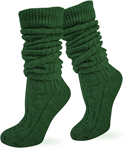normani Trachtenstrümpfe, Socken, Kniestrümpfe mit Zopfmuster Farbe Jagdgrün extra lang Größe 39/42 von normani