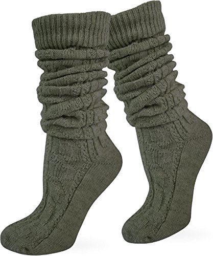 normani Trachtenstrümpfe, Socken, Kniestrümpfe mit Zopfmuster Farbe Loden extra lang Größe 47/50 von normani