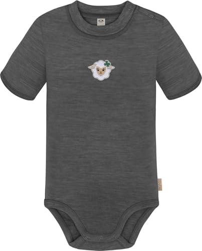 normani Unisex Baby 100% Merino Kurzarm Body mit YKK Druckknopf - kurzer T-Shirt Overall Toddler-Bodysuits aus 100% RWS zertifizierter Merinowolle - Mulesing frei Farbe Anthrazit Größe 86 von normani