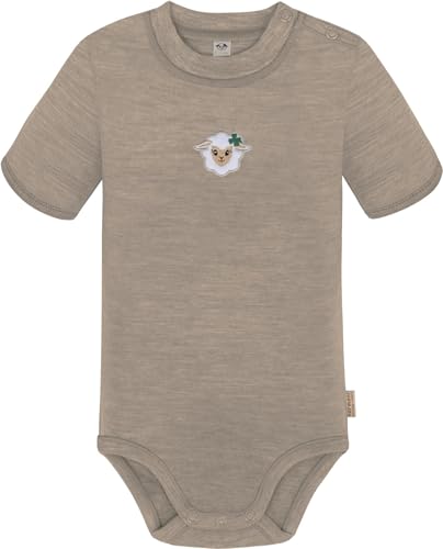 normani Unisex Baby 100% Merino Kurzarm Body mit YKK Druckknopf - kurzer T-Shirt Overall Toddler-Bodysuits aus 100% RWS zertifizierter Merinowolle - Mulesing frei Farbe Beige Größe 92 von normani