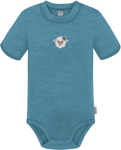 normani Unisex Baby 100% Merino Kurzarm Body mit YKK Druckknopf - kurzer T-Shirt Overall Toddler-Bodysuits aus 100% RWS zertifizierter Merinowolle - Mulesing frei Farbe Blau Größe 92 von normani