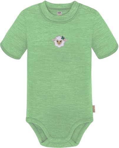 normani Unisex Baby 100% Merino Kurzarm Body mit YKK Druckknopf - kurzer T-Shirt Overall Toddler-Bodysuits aus 100% RWS zertifizierter Merinowolle - Mulesing frei Farbe Grün Größe 80 von normani