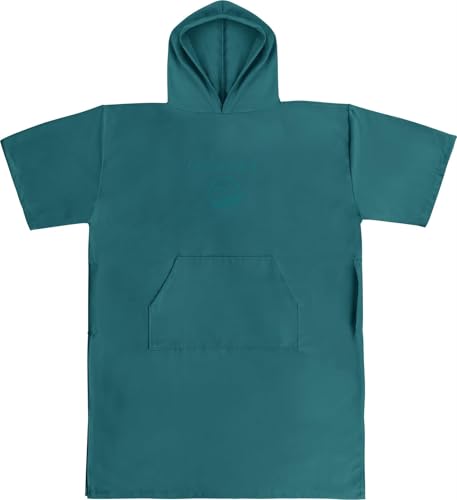 normani Unisex Badeponcho - Badehandtuch mit Kapuze aus Mikrofaser - schnelltrocknend und mit kleinem Packmaß - Umziehhilfe Strandponcho Surfponcho für Damen und Herren Farbe Petrol Größe Lang von normani