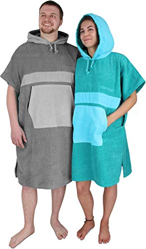 normani Unisex Badeponcho für Erwachsene | Handtuch-Poncho | Umzieh-Hilfe - Strand-Bademantel für Damen undund Herren aus 100% Baumwolle Farbe Hellgrau Größe 150-173 cm von normani