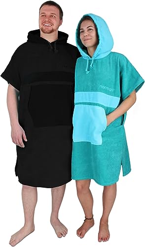 normani Unisex Badeponcho für Erwachsene | Handtuch-Poncho | Umzieh-Hilfe - Strand-Bademantel für Damen undund Herren aus 100% Baumwolle Farbe Schwarz Größe 174-199 cm von normani