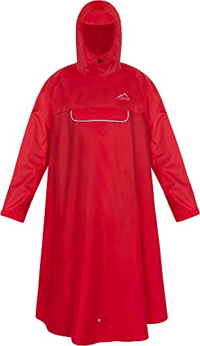 normani Unisex Regenponcho EXTRA Lang mit Ärmeln und Brusttasche für Damen und Herren - Brusttasche und 3M™ Scotchlite™ Reflektor - 100% Winddicht - 100% Wasserdicht Farbe Kirschrot Größe S/M von normani