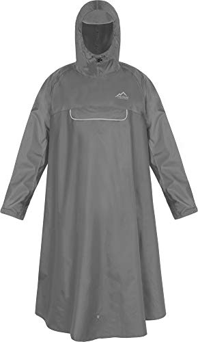 normani Unisex Regenponcho EXTRA Lang mit Ärmeln und Brusttasche für Damen und Herren - Brusttasche und 3M™ Scotchlite™ Reflektor - 100% Winddicht - 100% Wasserdicht Farbe Stonegrey Größe S/M von normani