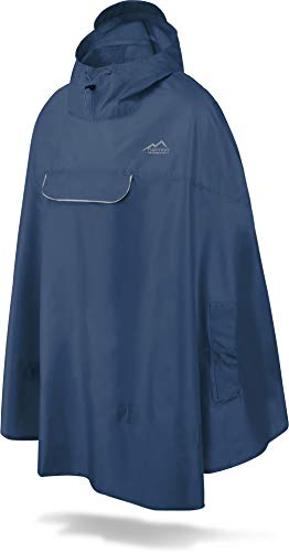 normani Unisex Regenponcho - Wind und Wasserdicht mit Bauchtasche, 3M Refelktoren und seitlichen Eingriffen Farbe Navy Größe L von normani